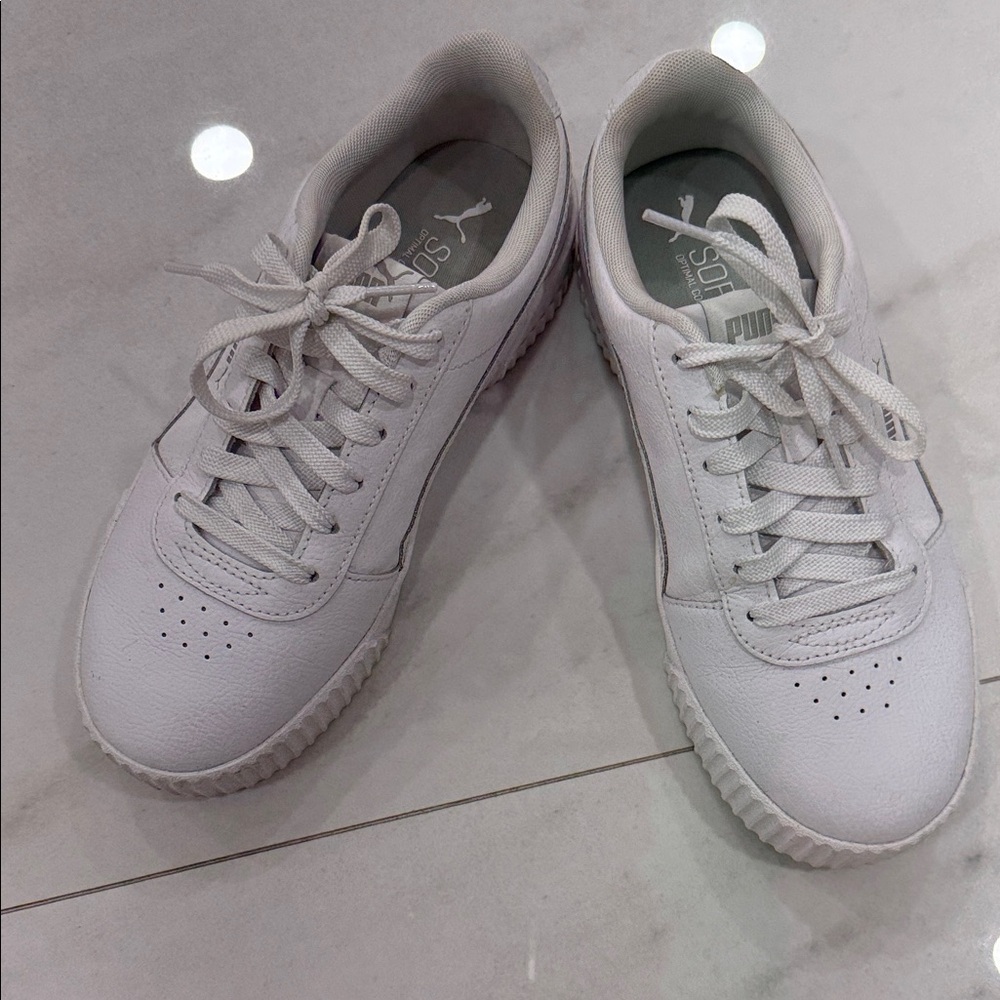 Puma White Low-Top Leather Sneakers